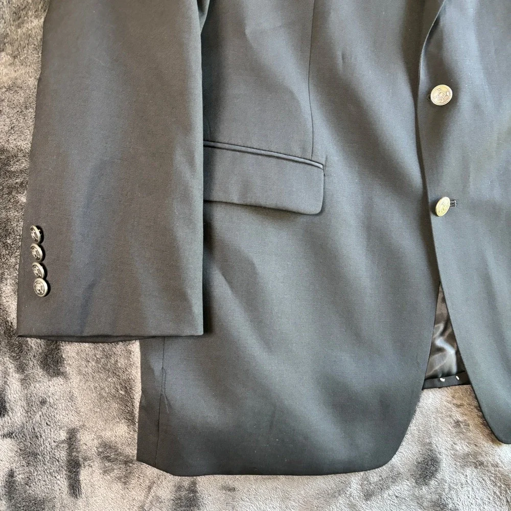 Lauren Ralph Lauren Mens 48L Black 100% Wool Sport Coat 2 Button Blazer